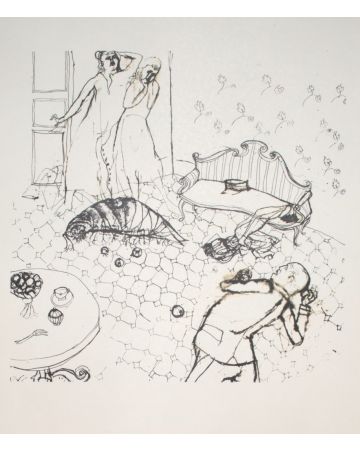 The Insect is an original print in Etching and drypoint technique on ivory-colored paper, realized by Anonymous Artist, in Mid 20th Century.