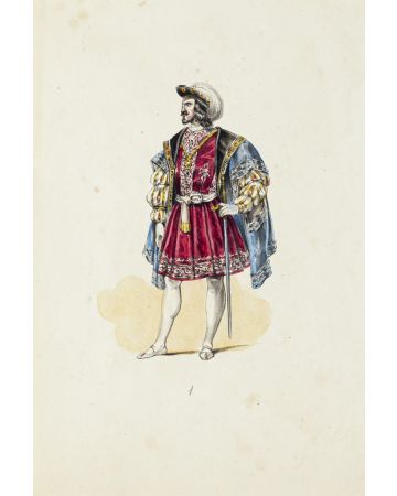 Theatrical Costume is a splendid hand lithograph engraved by Anonymous Artist of XX Century.