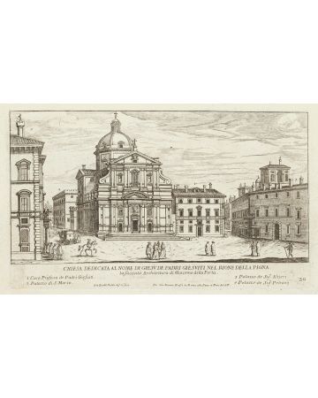 Chiesa del Gesù di Roma is an original etching artwork, realized by Giovambattista Falda