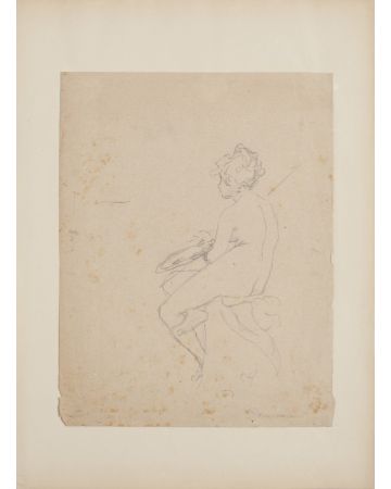 "Figure"  is an original pencil drawing on ivory-colorated paper by Claudio Francesco Beaumont (1694-1766).
