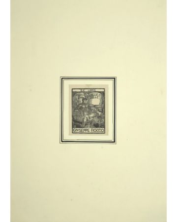 "Ex LIbris" is an original xilograph on ivory-colored paper, realized by Anonymous Artist of the 20th Century, in 1930s.