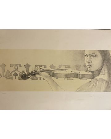 The Violin is a splendid lithograph on paper engraved by Paolo Giorgi, in 1986s.
