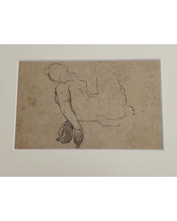 "Figure"  is an original pencil drawing on ivory-colorated cardboard by Beppe Curzi in 1940.