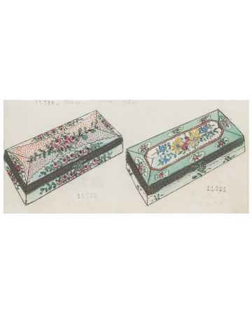 "Porcelain Boxe"  1890s is an original China ink and watercolor drawing on ivory-colorated paper by Anonymous Artist of XIX Century.