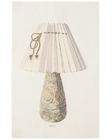 "Lamp"  is an original china ink and watercolor drawing on ivory-colorated paper by Anonymous Artist of XIX Century.