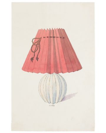 "Lamp"  is an original china ink and watercolor drawing on ivory-colorated paper by Anonymous Artist of XIX Century.