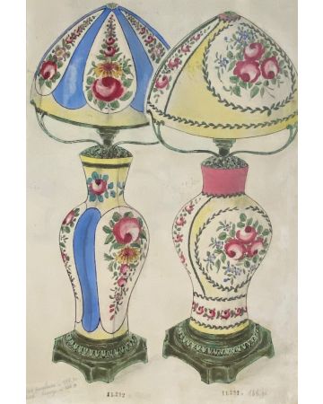 "Porcelain Lumen" 1890s  is an original watercolor drawing on ivory-colorated paper by Anonymous Artist of XIX Century.