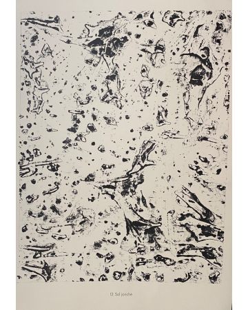 Sol Jonché is an original B/W lithograph on watermarked paper "Arc". Abstract composition by the French artist Jean Dubuffet. From the album of "Theatre du sol" (1953-1959). In excellent conditions.