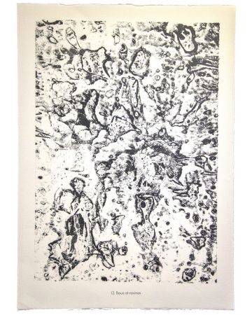 Boue et rovines is an original lithograph on watermarked paper "Arc". Abstract composition by the French artist Jean Dubuffet. From the album of "Theatre du sol" (1953-1959). In excellent conditions.