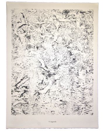 Legende is an original lithograph on watermarked paper "Arc". Abstract composition by the French artist Jean Dubuffet. From the album of "Theatre du sol" (1953-1959). In excellent conditions.