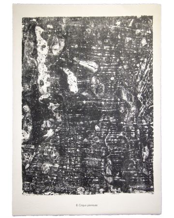 Crique Pierrense is an original lithograph on watermarked paper "Arc". Abstract composition by the French artist Jean Dubuffet. From the album of "Eaux Pierres-Sabule" (1953-1959). In excellent conditions.
