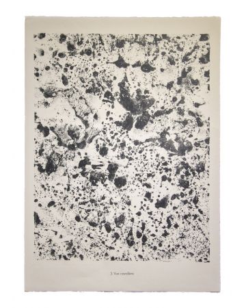 Vue Cavaliere is an original lithograph on watermarked paper "Arc". Abstract composition by the French artist Jean Dubuffet. From the album of "Theatre du sol" (1953-1959). In excellent conditions.