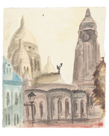 "Paris" is an original drawing in watercolor on paper, realized by Jean Delpech (1916-1988). 