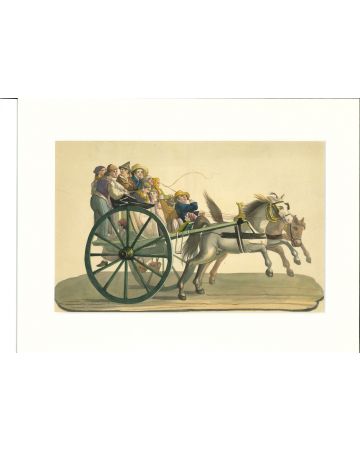 Wagon is an original gouache drawing on paper realized by Anonymous Artist of the 19th century.