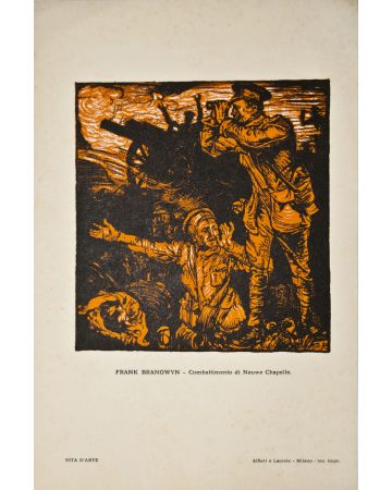 Combattimento di Neuwe Chapelle is an original woodcut on paper realized by Frank Brangwyn.