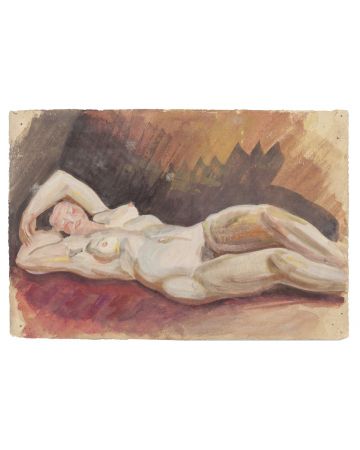 Nude Women is an original drawing in watercolor on ivory-colored paper, realized by an Anonymous artist of the XIX century. 