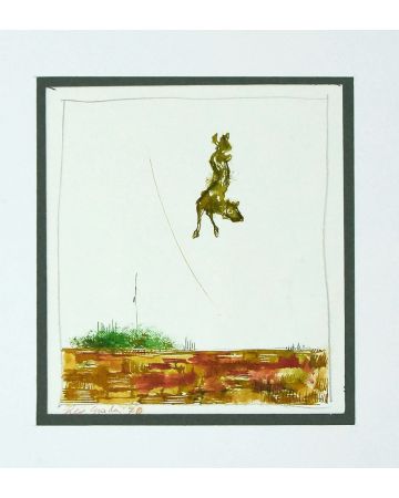 Composition is an original painting in watercolor on paper by Leo Guida in 1970.