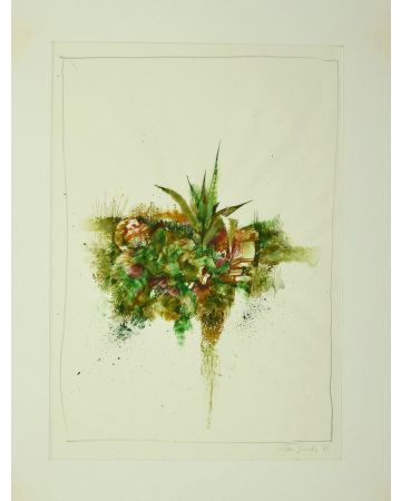 Composition is an original painting in watercolor on paper by Leo Guida in 1971.