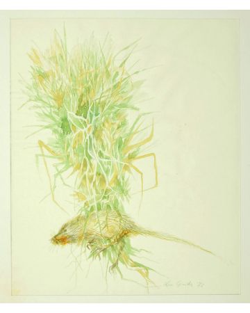 Flowers's Composition is an original painting in watercolor on paper by Leo Guida in 1971.