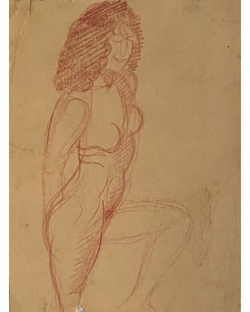 Nude 1930's is an original drawing in sanguine on uvory-colored paper, realized by Raymond Delpech