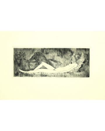 Nude is an original black and white etching realized  by Leo Guida.