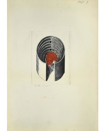 Composition is an original etching on cardboard realized by Danilo Bergamo in the second half of the XX century, in 1980s.