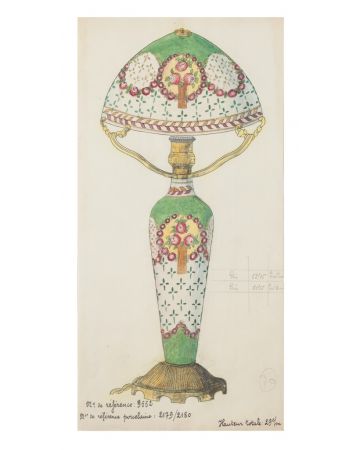 "Porcelain Lumen" 1890s  is an original china ink and watercolor drawing on ivory-colorated paper by Anonymous French Artist of XIX Century.