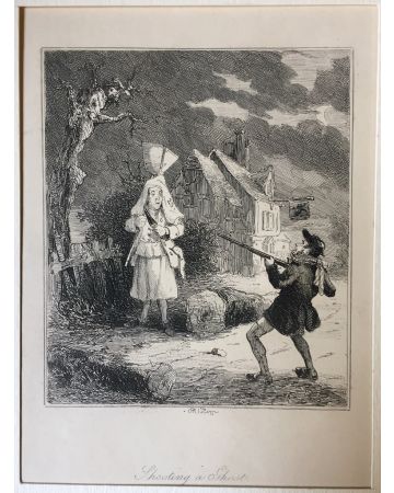 Phiz, Shooting a Ghost, Browne Hablot Knight, Phiz, Charles Dickens, DSatire, Illustration, London, Bristol,  George Cruikshank,  John Leech,  David Copperfield, Pickwick, Dombey and his son, Martin Chuzzlewit, Ghost