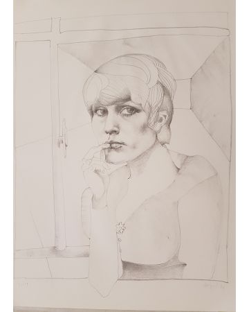 Ugo Attardi, Portrait of woman, Litograph, 1971, Modern Art, Modern Artwork, Modern Art Artwork