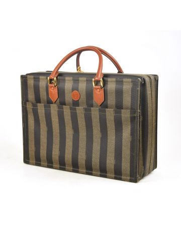 Suitcase Fendi Vintage Pecan vertical stripe canvas Travel 