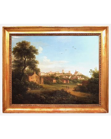 Pair of Tuscan Landscape with City by an European artist - Old Masters