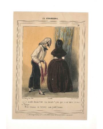 Paul Gavarni, Les Débardeurs, Plate 58, Lithograph, French draftsman, La caricature, 1848, satiric illustration, Print, Artwork, Old Masters,