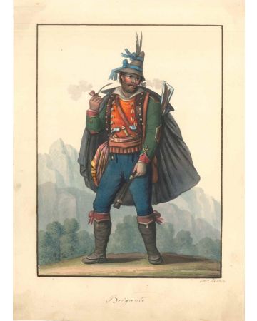Michela De Vito, Brigante, Brigand, bandit, Watercolour, hand-signed, 1820 c.a., Artwork, traditional costumes, Folk, Old Masters, 