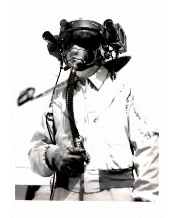 Dick Wenzell With Special Helmet - Vintage b/w Photo