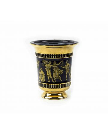 Small Gilded & Blue Vase in the Style of Piero Fornasetti