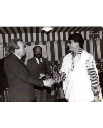 Giulio Andreotti and Mohammad Gaddafi Meeting 