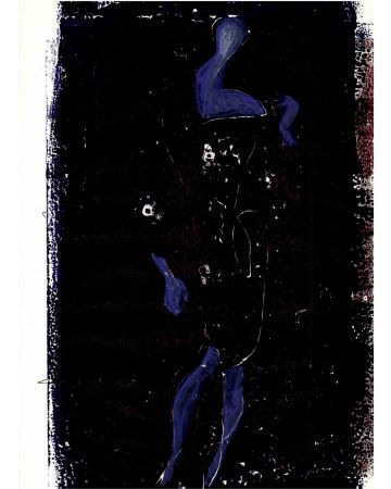 Blue Figure in Dark Night