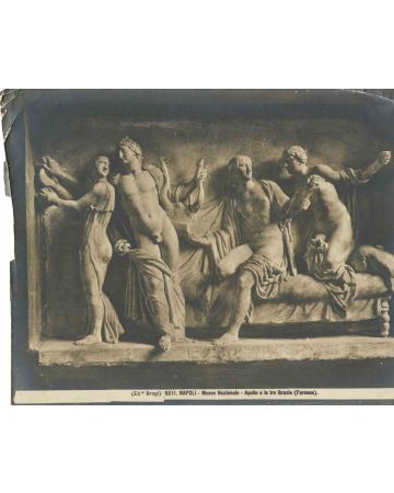 Vintage Photo Detail of Apollo and Charites Sculpture in National Museum Naples