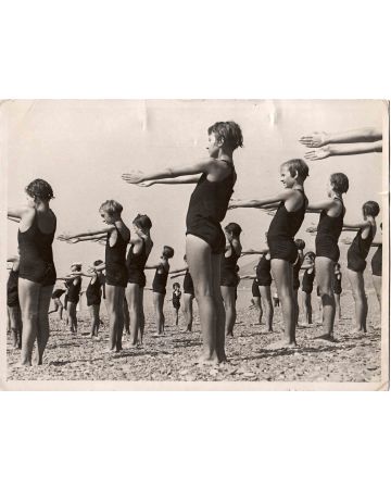 Swimmer Girls in Lines of Practice