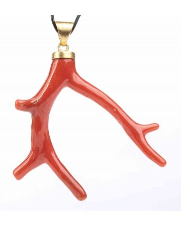 Gold and Mediterranean Coral Pendant - SOLD