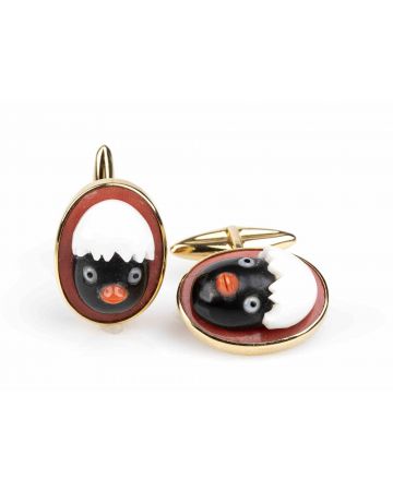 Gold, Cerasuolo Coral and Onyx Cufflinks - SOLD