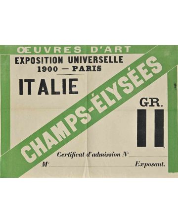 Certificate of Admission to the Universal Exhibition in Paris, 1900