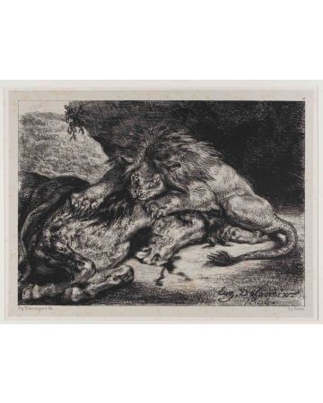 Eugène Delacroix - Lion dévorant un cheval - Modern Art