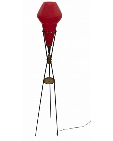 Vintage Red Floor Lamp attr. to Vistosi - Italy 1960s