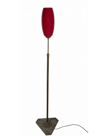 Vintage Red Murano Glass Floor Lamp attr. to Vistosi