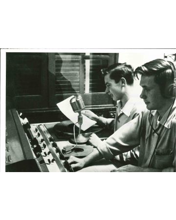 Teenagers learn Radio Broadcasting- American Vintage Photograph