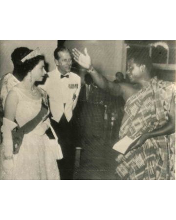 Queen Elizabeth,  Prince Philip and Chief of Protocol Osei Bonsu