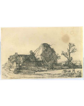 Cottages and Farm Buildings with a Man Sketching