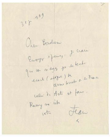 Jean Cocteau Autograph Letter - SOLD