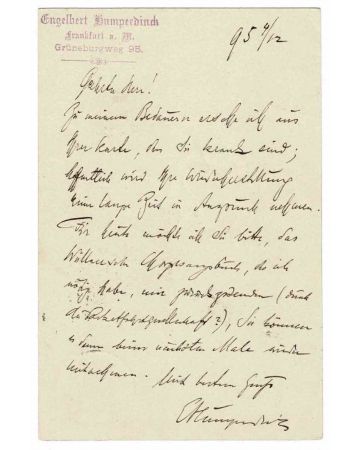 Autograph Letter by Engelbert Humperdinck
